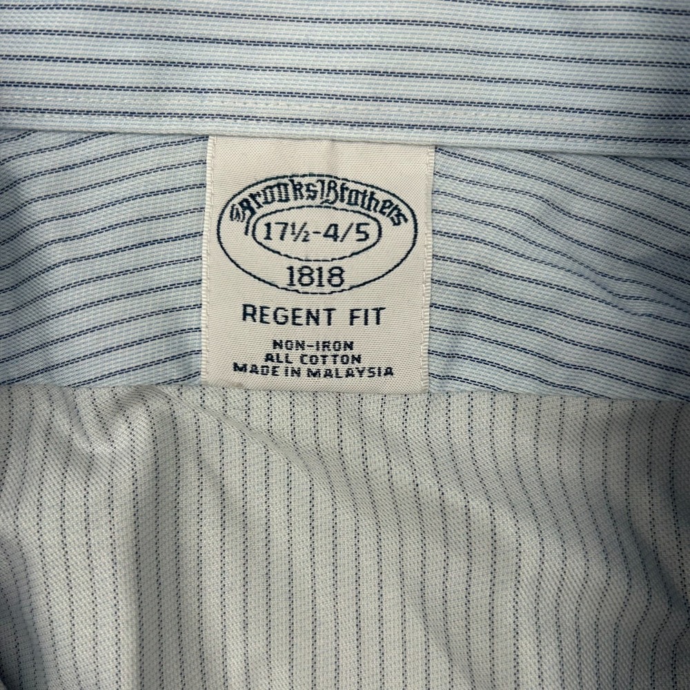 Brooks Brothers Regent Fit Button Up Long Sleeve Dress Shirt Mens 17.5-4/5 Blue - Picture 5 of 13